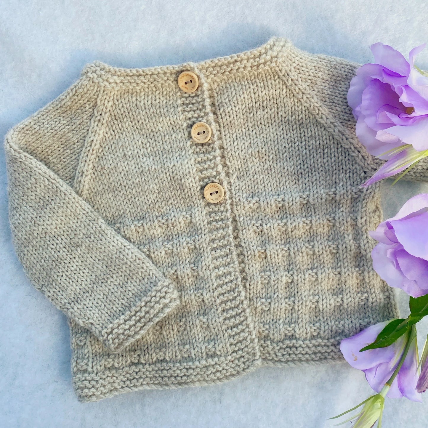 "Charlie" hand knit merino baby cardigan - Nana Anna NZ