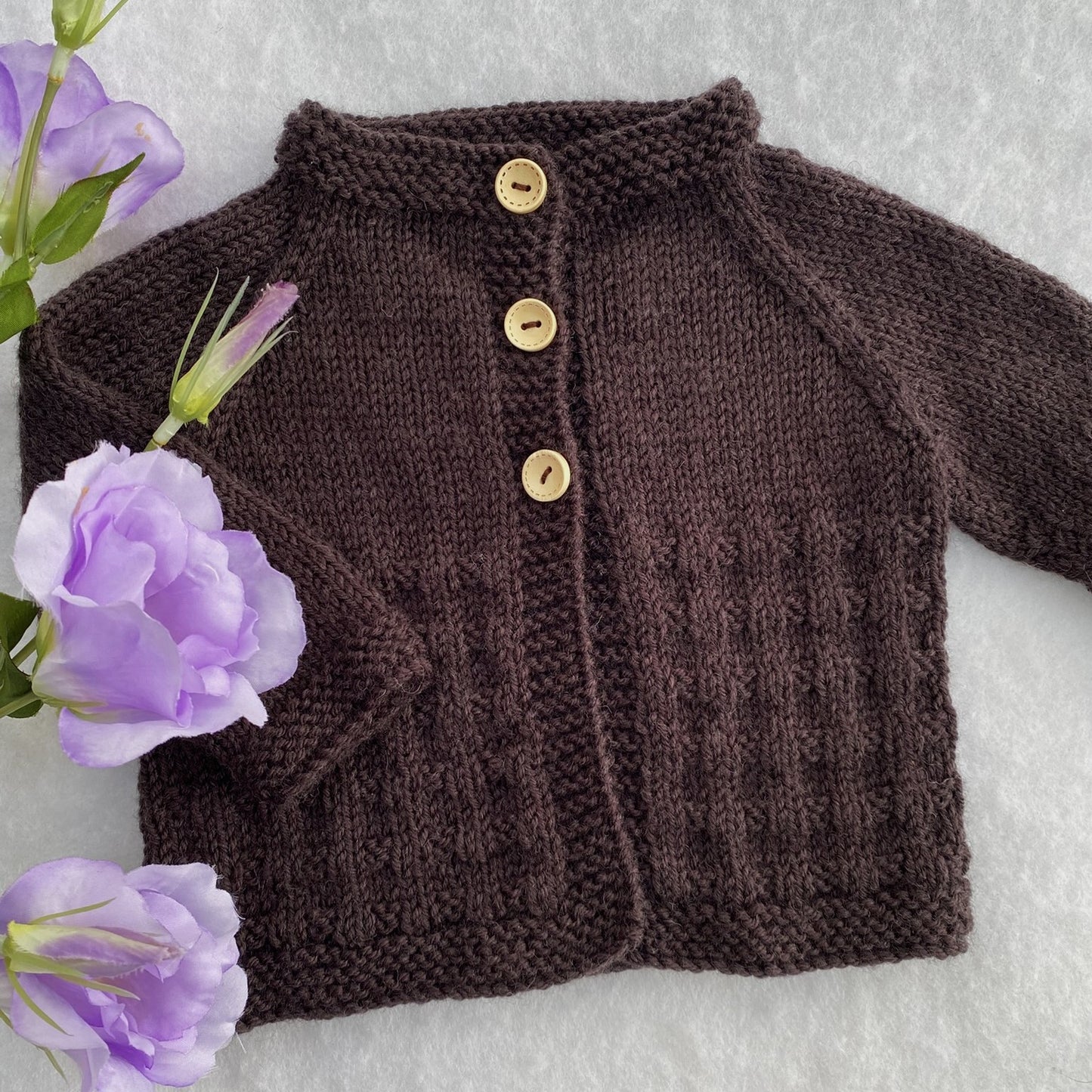 "Charlie" hand knit merino baby cardigan