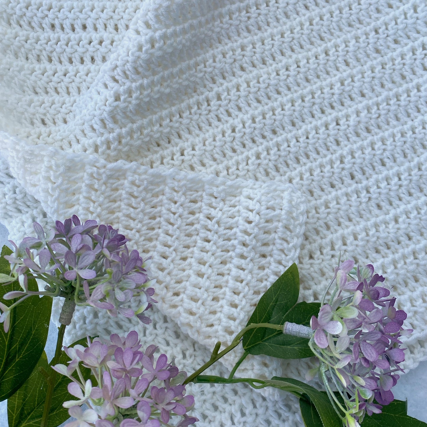 "Eyelet" merino wool baby blanket/wrap