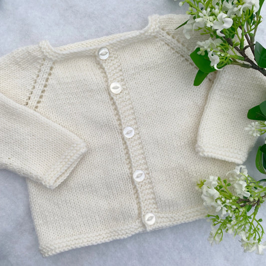 "Parker" hand knit merino baby cardigan