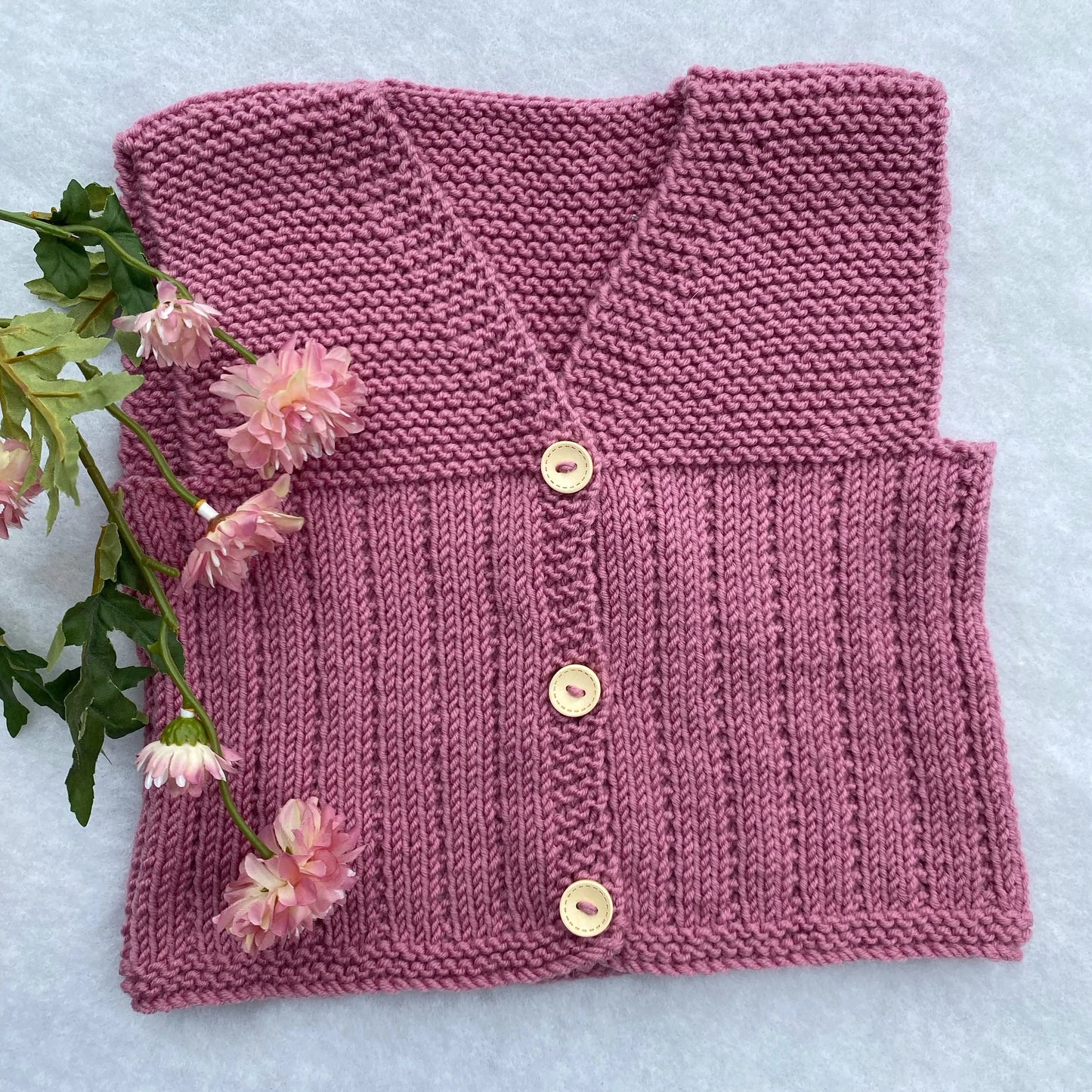 “Nate” hand knit merino baby vest - Nana Anna NZ