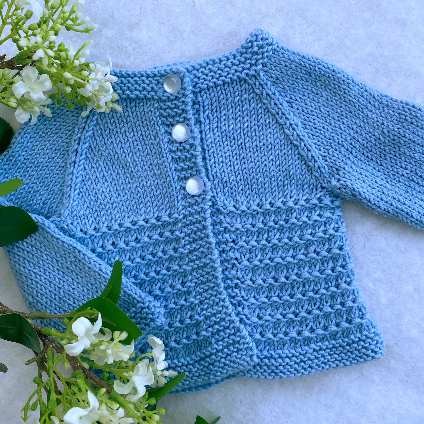 "Kensington" hand knit merino baby cardigan - Nana Anna NZ