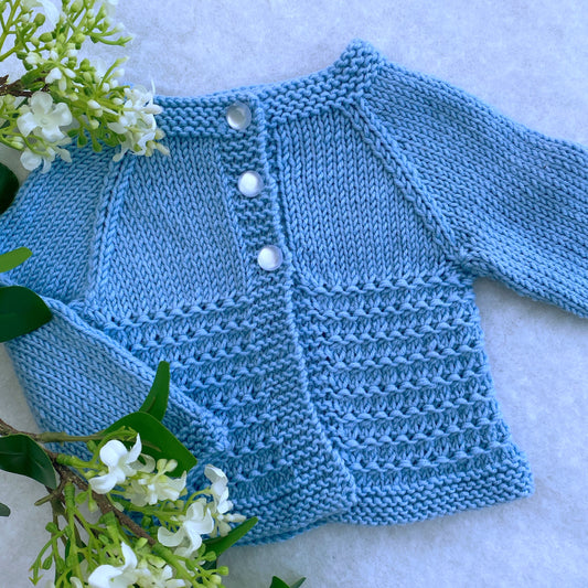 "Kensington" hand knit merino baby cardigan