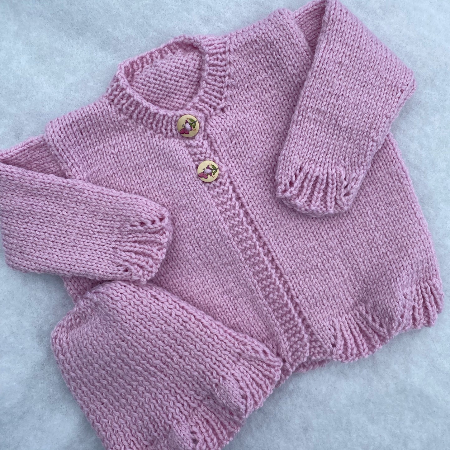 "Poppy" hand knit merino baby cardigan