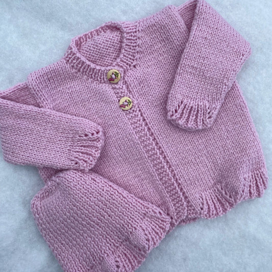 "Poppy" hand knit merino baby cardigan - Nana Anna NZ