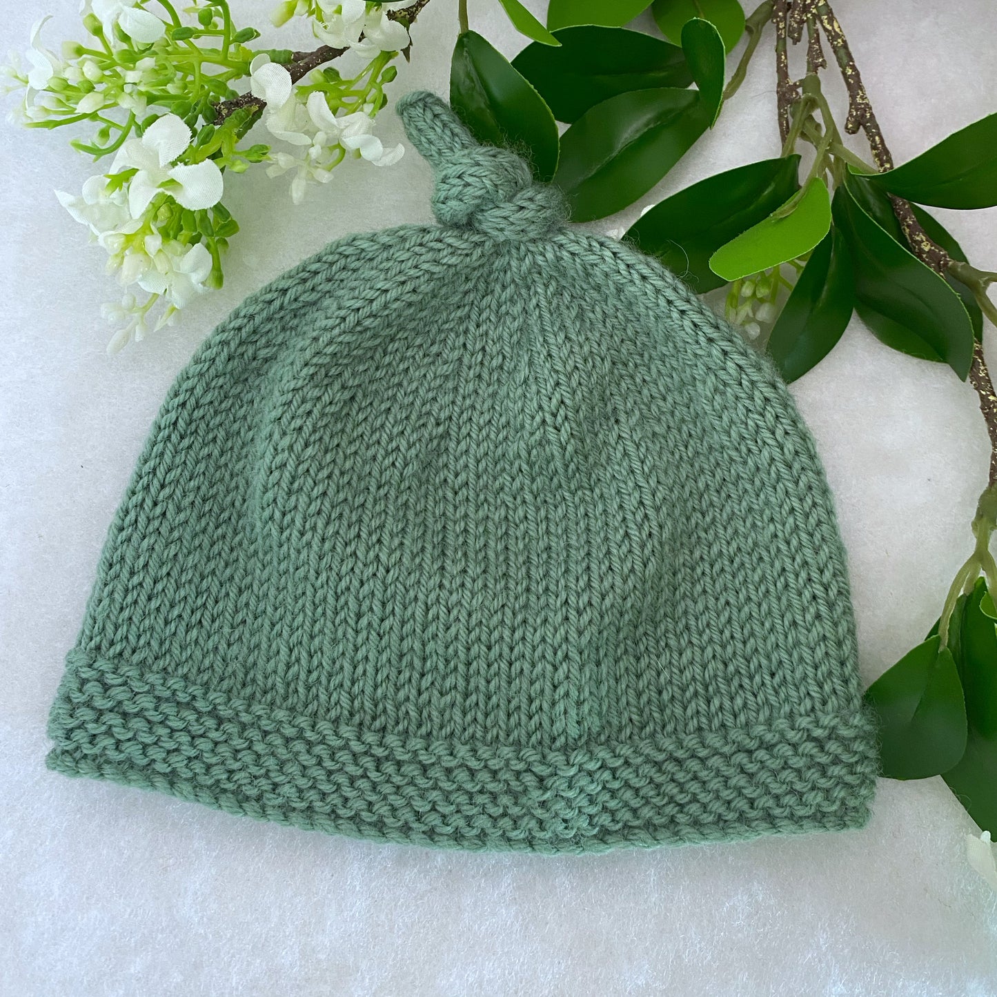 Top-knot merino baby beanie - Nana Anna NZ