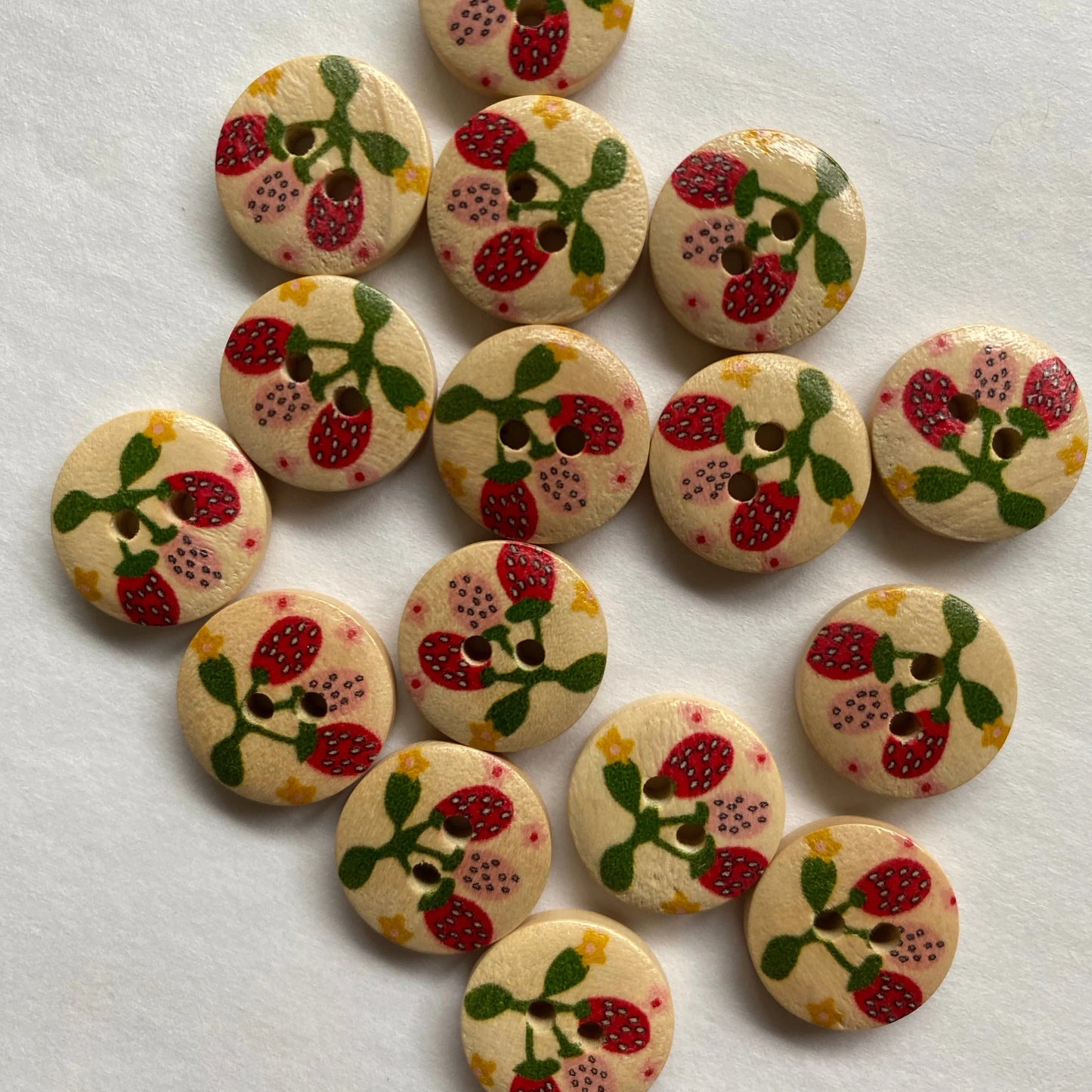 "Strawberry" wooden baby buttons
