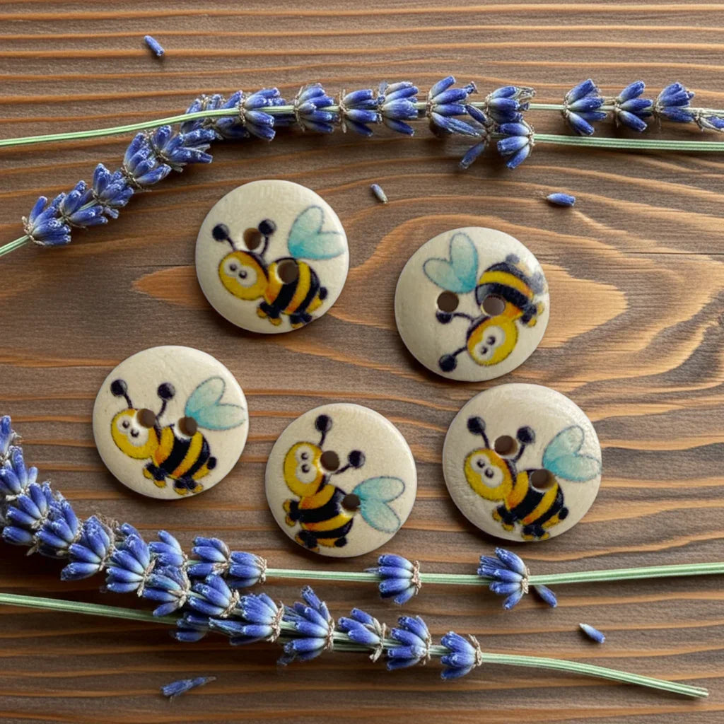 "Bees" wooden baby buttons