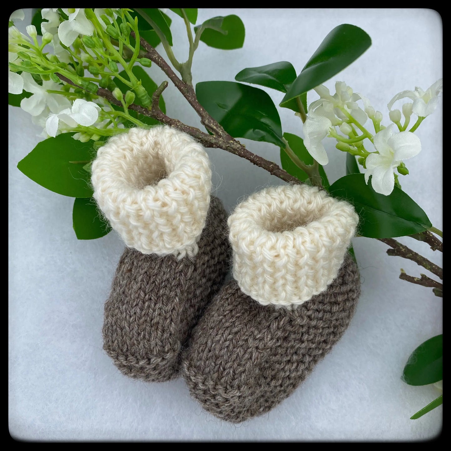 Classic knitted baby booties