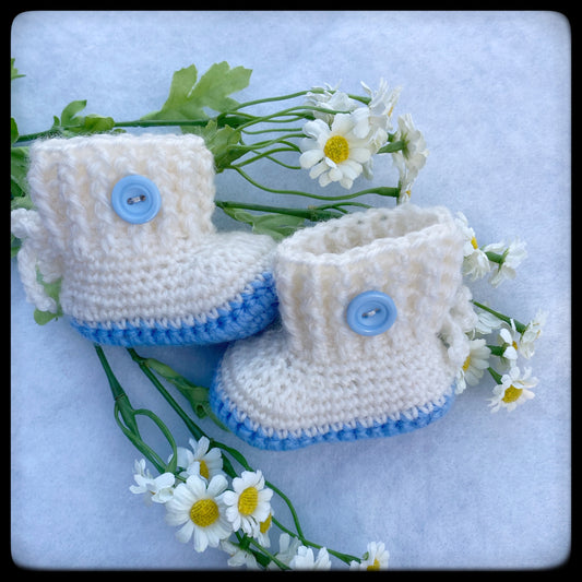 Hand crochet wool baby booties 0-3 months