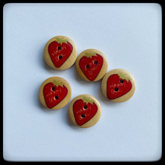 "Strawberry" wooden baby buttons - Nana Anna NZ