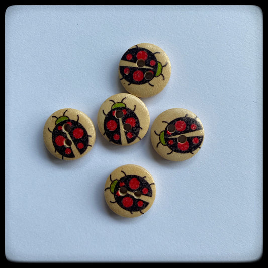 "Ladybird" wooden baby buttons - Nana Anna NZ