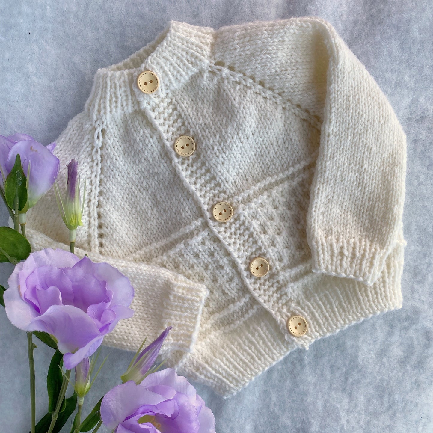 "Kinzie" patterned merino baby cardigan - Nana Anna NZ