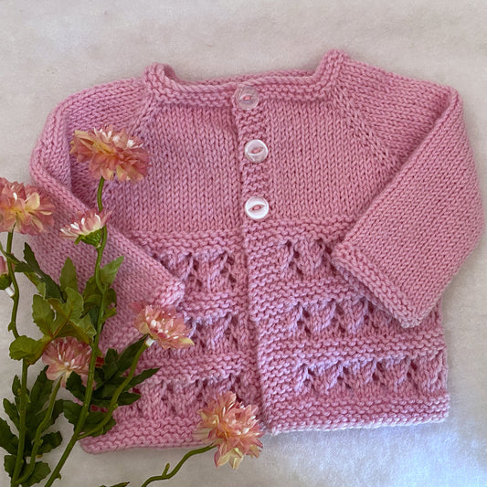 "Jasmine" hand knit merino baby cardigan - Nana Anna NZ