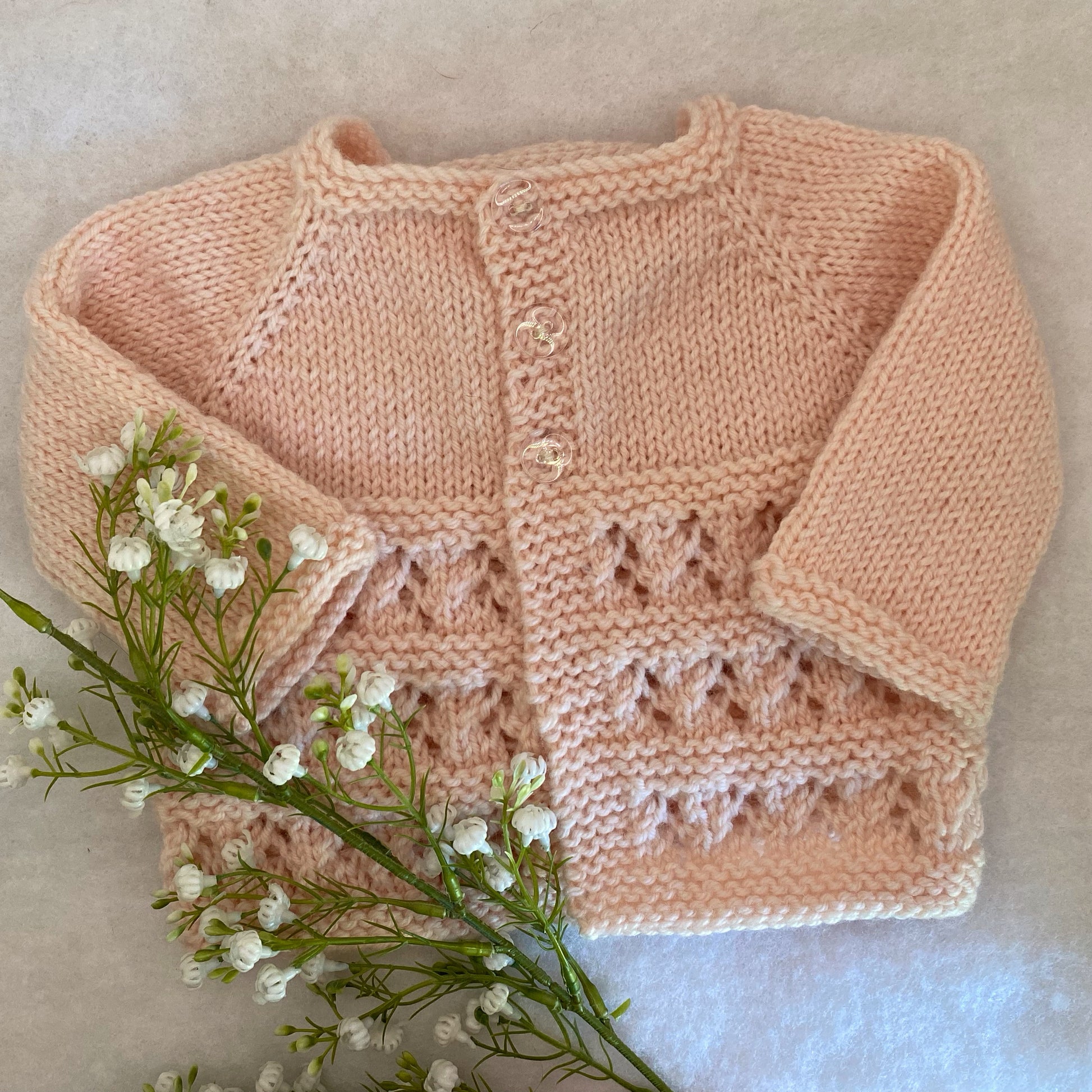 "Jasmine" hand knit merino baby cardigan - Nana Anna NZ