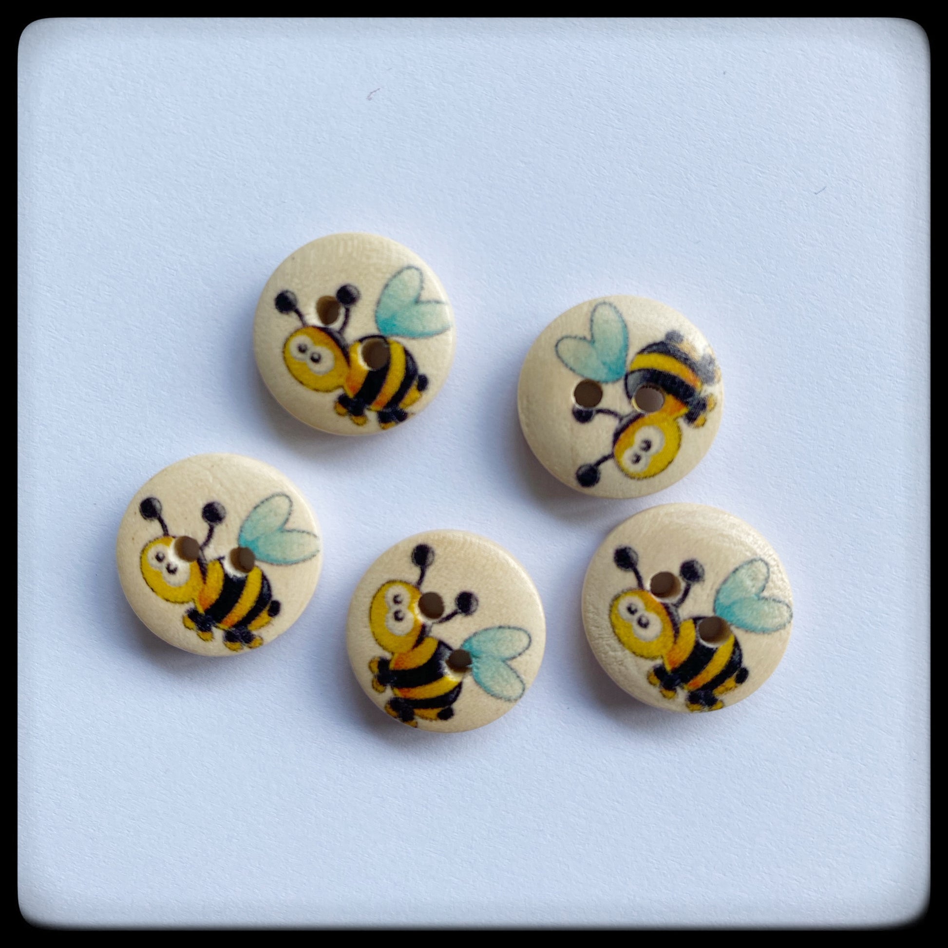 "Bees" wooden baby buttons - Nana Anna NZ