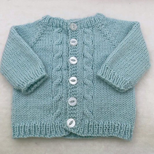 "Cabled" merino baby cardigan