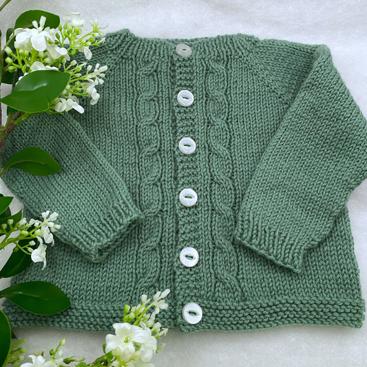 "Cabled" merino baby cardigan