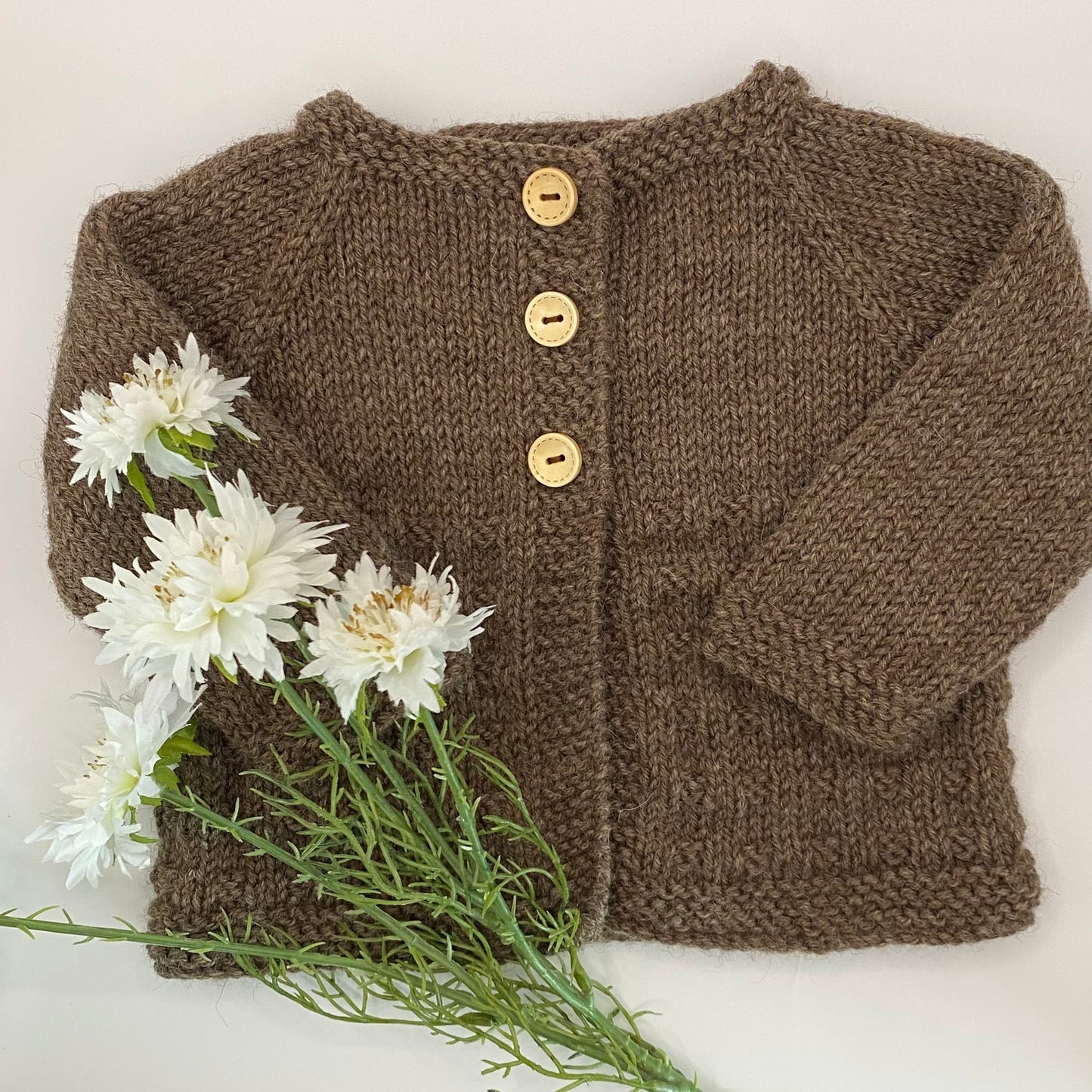 "Charlie" hand knit merino baby cardigan - Nana Anna NZ