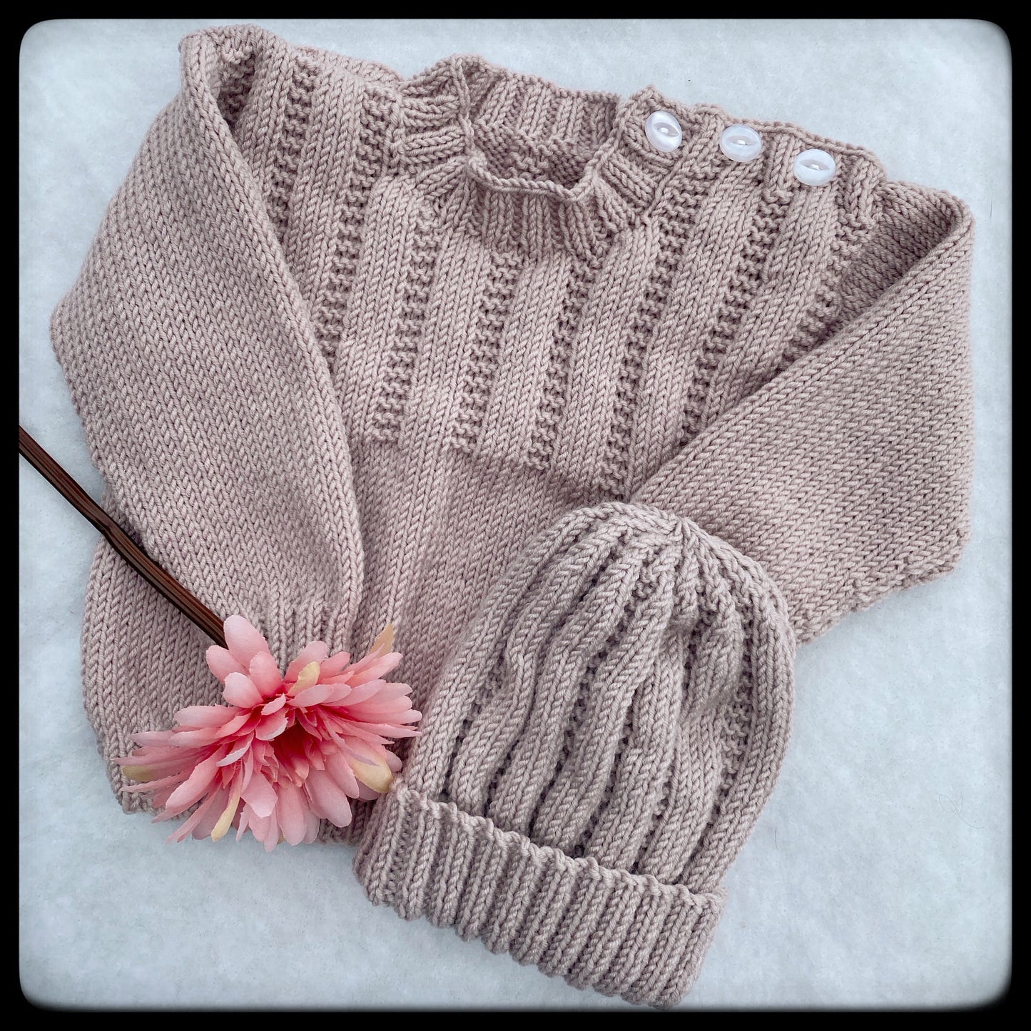 "Cleo" baby wool sweater and hat