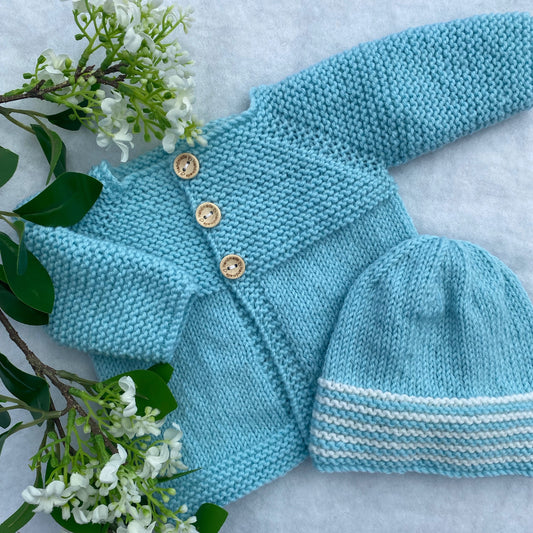 "Daffodils" merino cardigan and beanie set - Nana Anna NZ