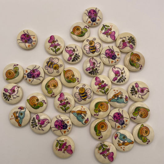 Flying insects buttons - pack of 25 - Nana Anna NZ