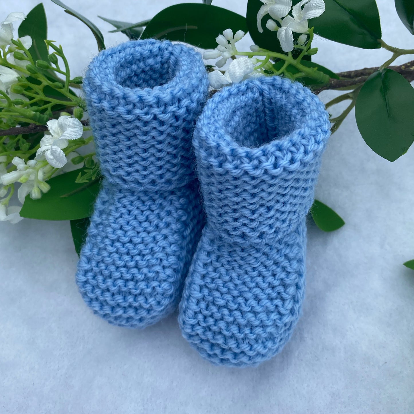 Garter Stitch "Stay On" Merino Baby Booties - Nana Anna NZ