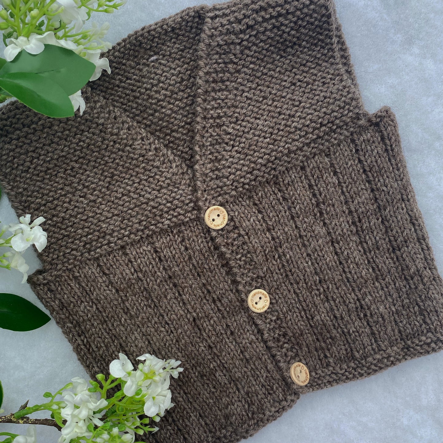 “Nate” hand knit merino baby vest - Nana Anna NZ