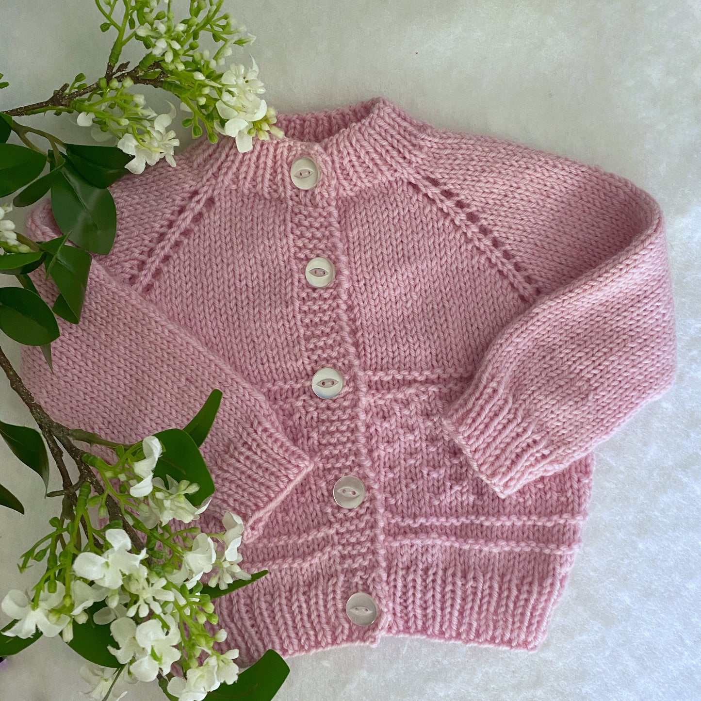 "Kinzie" patterned merino baby cardigan