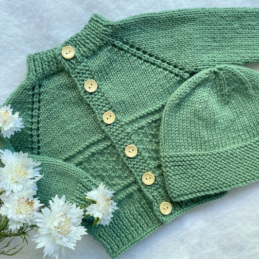 "Kinzie" patterned merino baby cardigan