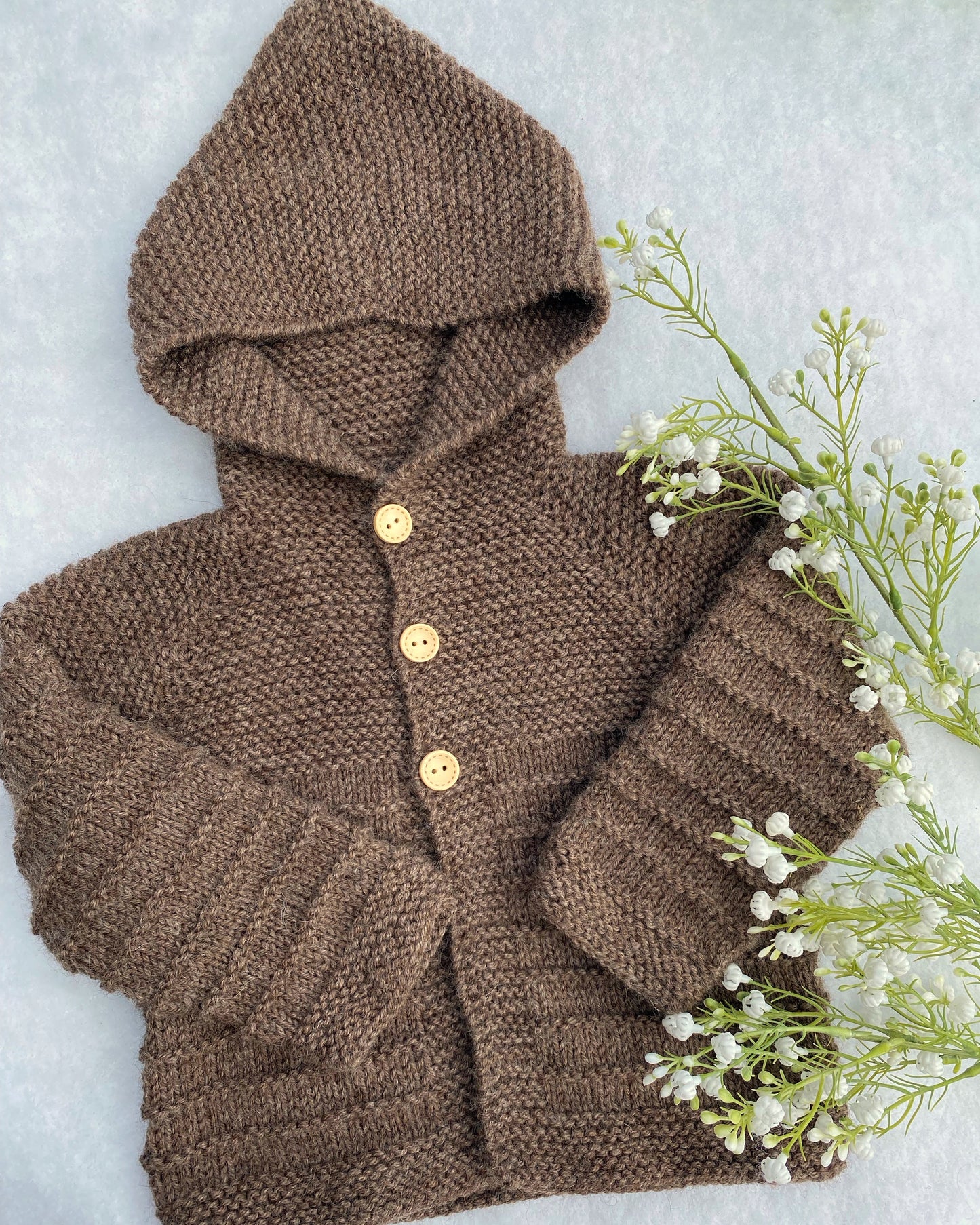 "Stripes" Luxury Handknit Merino Baby Hoodie