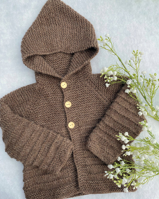 "Stripes" Luxury Handknit Merino Baby Hoodie