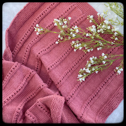 "Heirloom" hand knit merino cot blanket