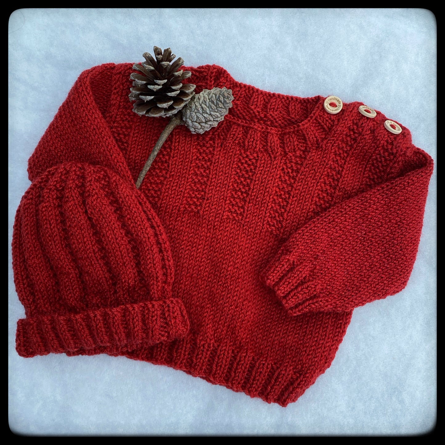 "Cleo" baby wool sweater and hat (0-3 months) - Nana Anna NZ