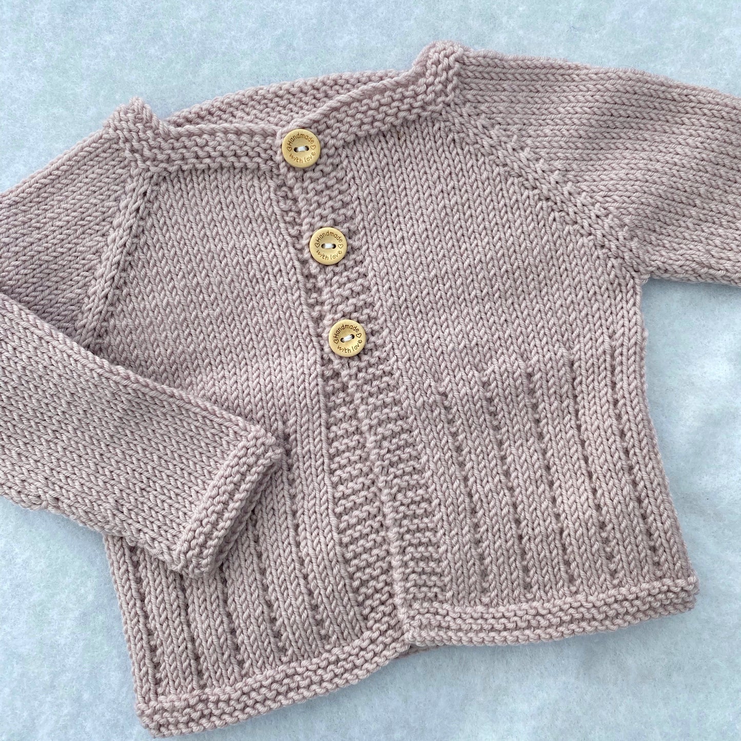 "JJ" hand knit merino baby cardigan