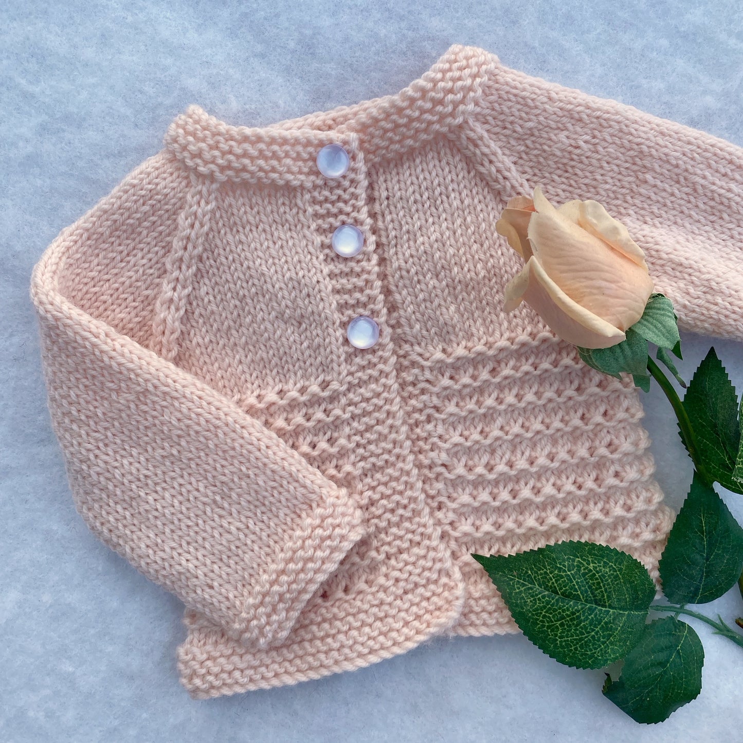"Kensington" hand knit merino baby cardigan