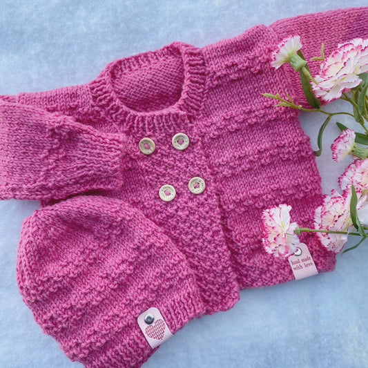 "Mary" merino baby cardigan (0-3m)