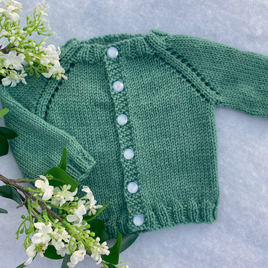 Everyday hand knit merino baby cardigan - Nana Anna NZ