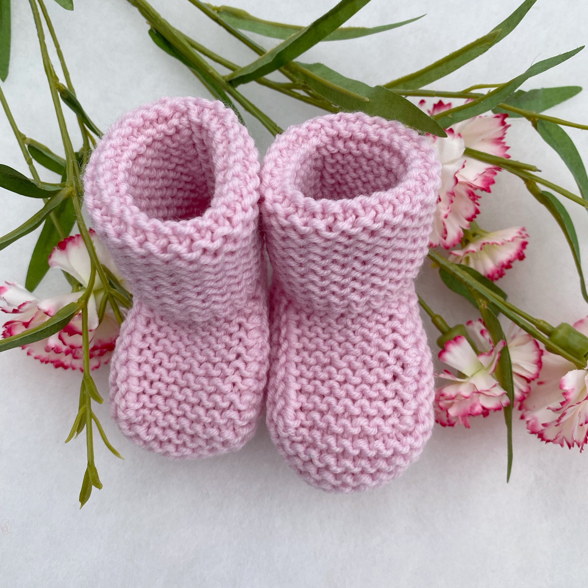 Garter Stitch "Stay On" Merino Baby Booties - Nana Anna NZ