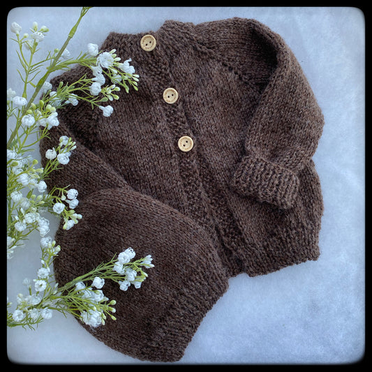 "Riley" baby cardigan and hat - Nana Anna NZ