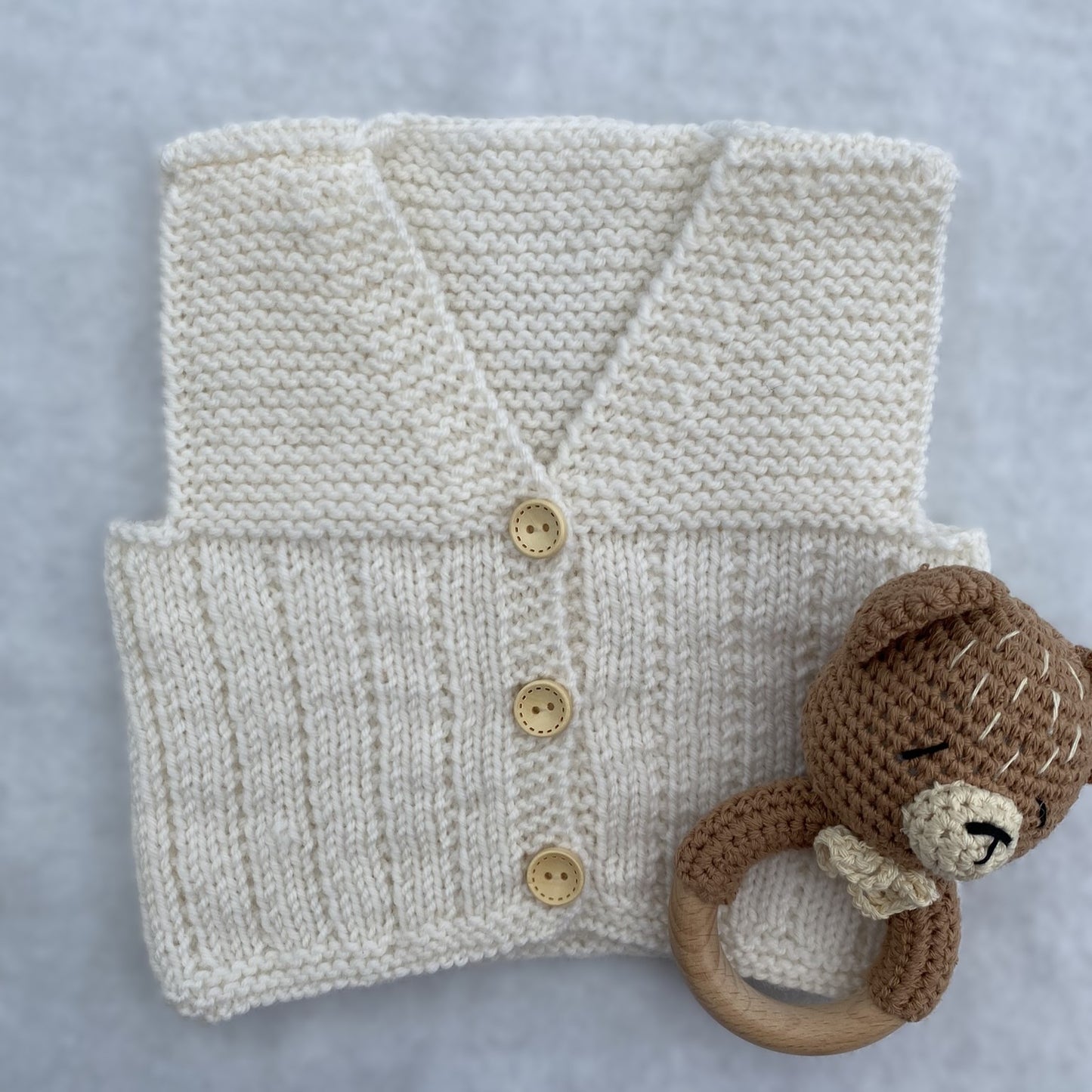 “Nate” hand knit merino baby vest