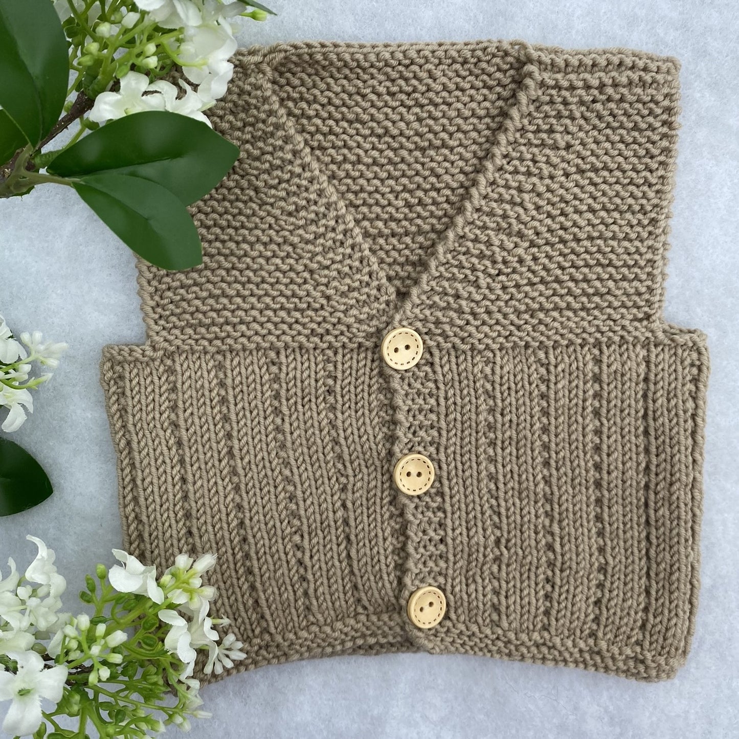 “Nate” hand knit merino baby vest