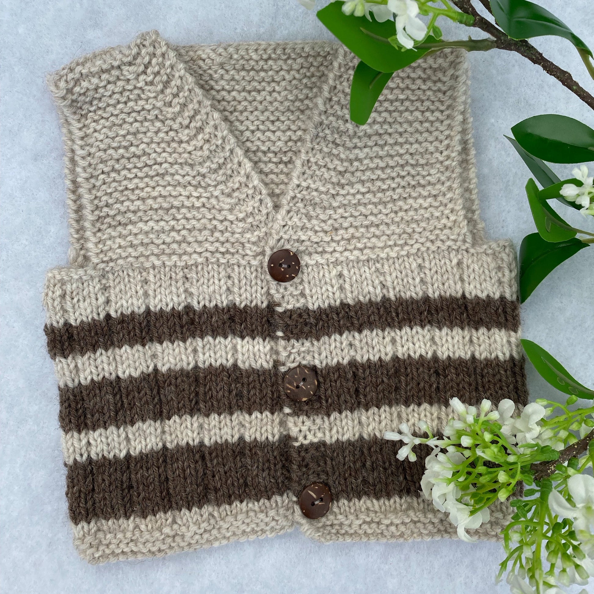“Nate” hand knit merino baby vest