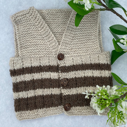“Nate” hand knit merino baby vest