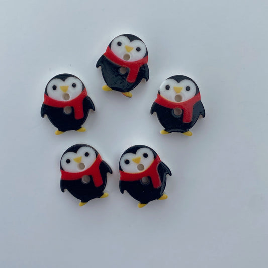 Penguin buttons - pack of 5