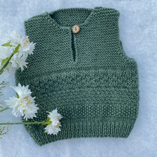 "Phoenix" hand knit merino baby vest