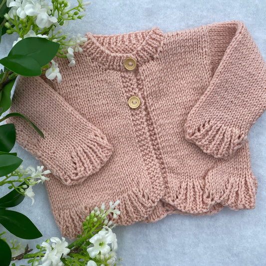 "Poppy" hand knit merino baby cardigan