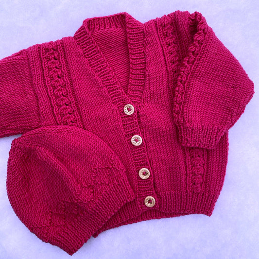 "Shells" hand knit merino baby set