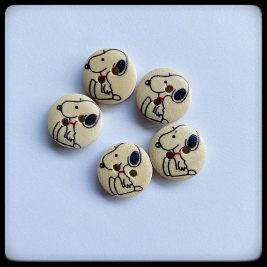 "Dog" wooden baby buttons - Nana Anna NZ