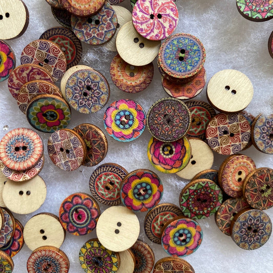"Steampunk" wooden buttons - pack of 25
